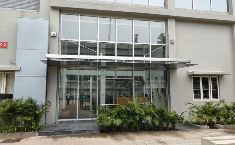 Fire-rated door with vision panel installed in industrial building in Chennai