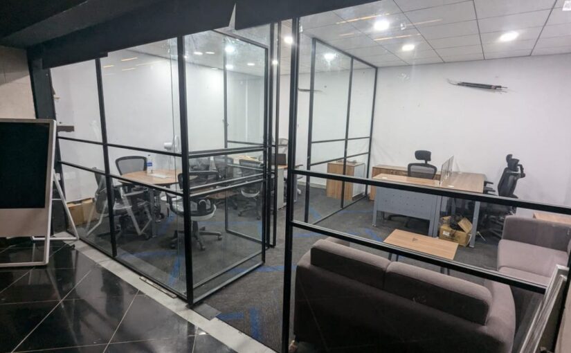 Sensor doors installed at commercial building entrance in Chennai