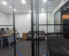 Sensor-operated automatic sliding glass door installed in Chennai commercial space