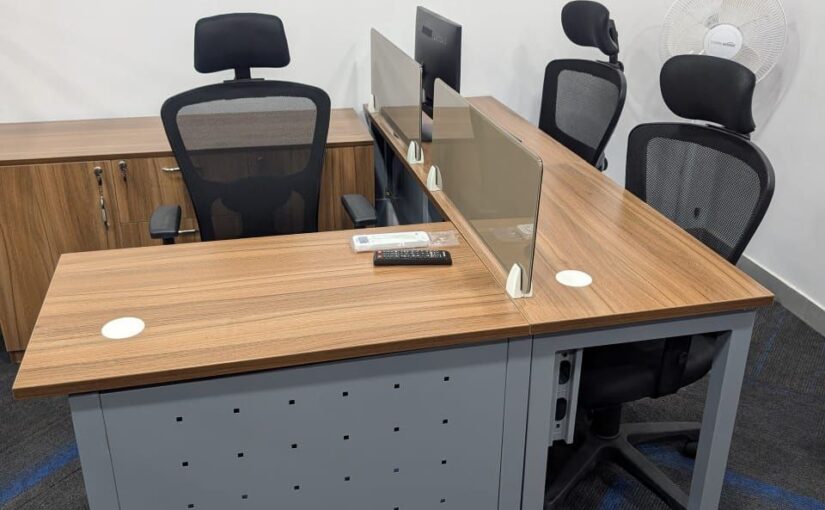 Frameless glass partitions installed in modern office interior in Chennai