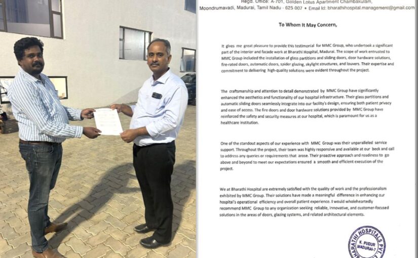 Automatic sensor sliding glass door installed at commercial space in Chennai